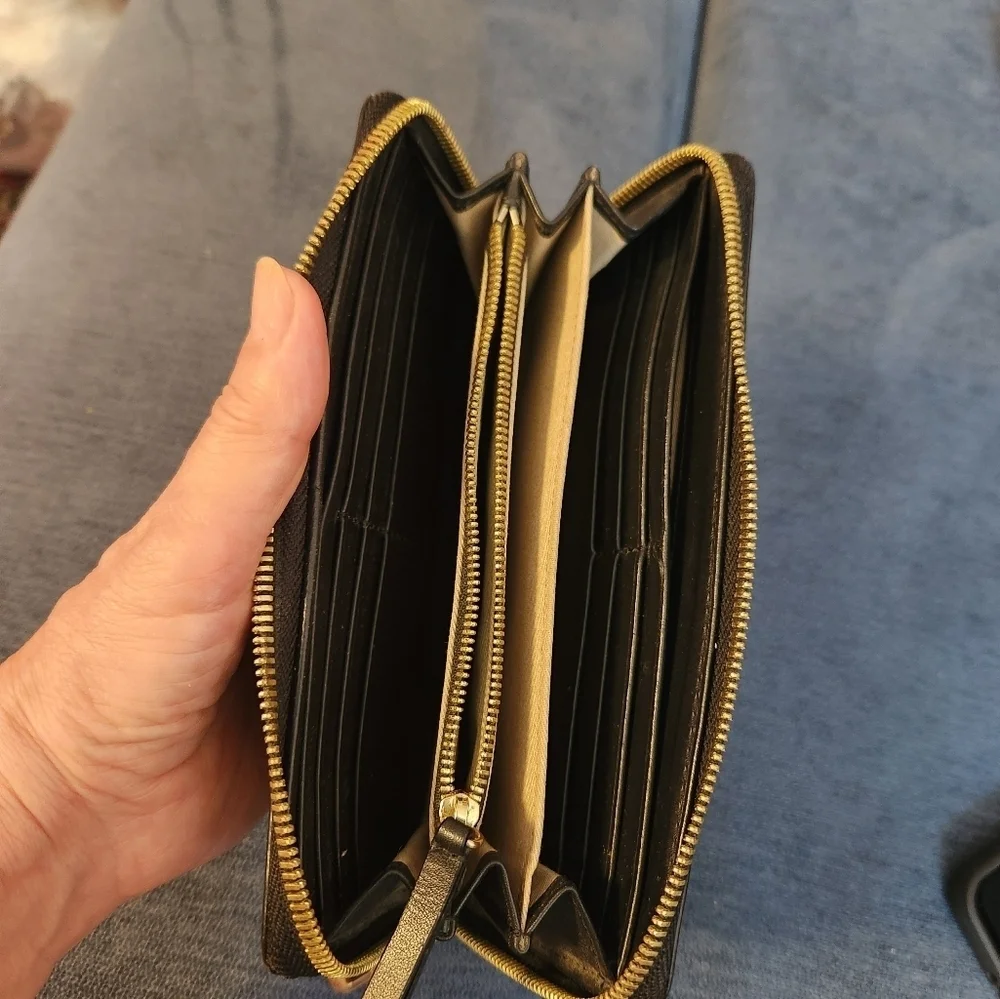 J. Crew Black Leather Continental Multipockets Wallet